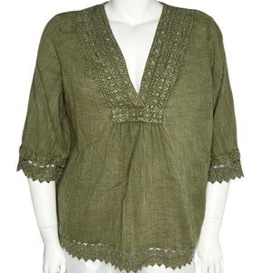 Rachel Zoe Embroidered V-neck 3/4 Sleeve Blouse 1X